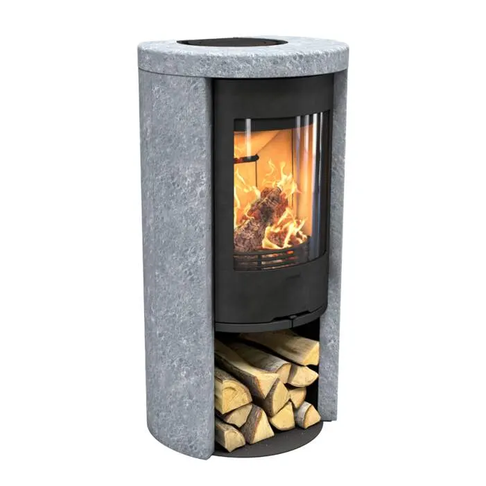 Contura 520T Style med omramming i kleberstein og vedrom — produktbilde fra Contura