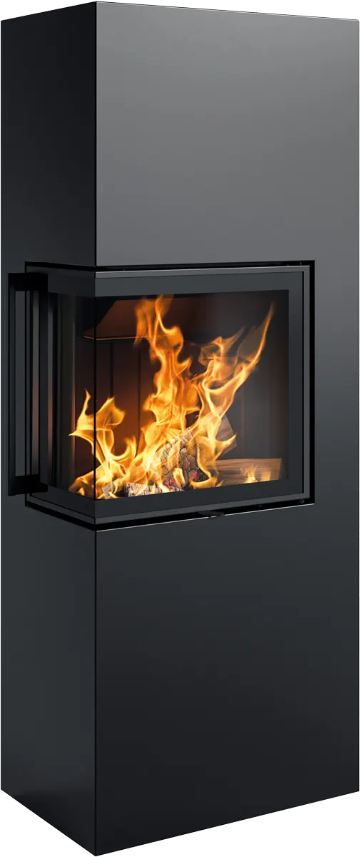 Spartherm Lungo 2L i Nero med sideglass til venstre – produktbilde fra Spartherm